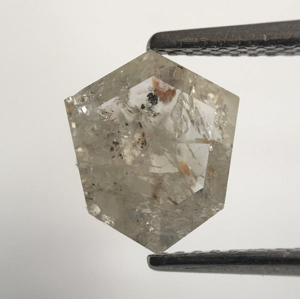 1.27 Ct Hexagon Shape Gray Color Natural Loose Diamond, 8.94 mm x 7.69 mm X 2.37 mm Geometry Shape Natural Loose Diamond SJ55/25
