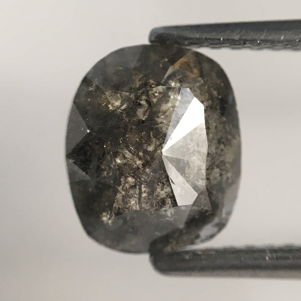 1.39 Ct Oval Shape Grey Black Color Natural Loose Diamond 8.19 mm X 6.94 mm X 2.45 mm Oval Shape Rose Cut Natural Loose Diamond, SJ07/20