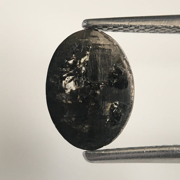 1.21 Ct Oval Shape Grey Black Color Natural Loose Diamond, 9.33 mm X 6.77 mm X 2.42 mm Oval Shape Rose Cut Natural Loose Diamond SJ07/48