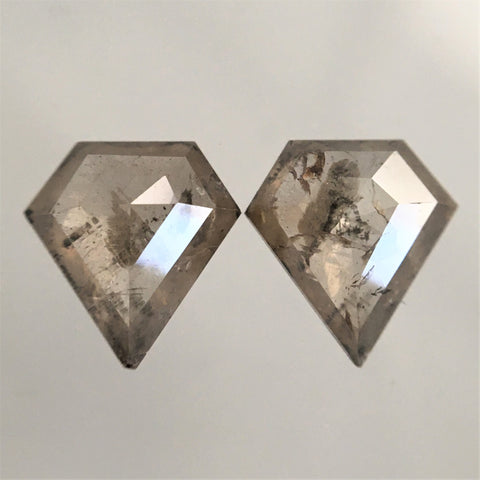 Pair 1.21 Ct Grey Color 7.37 mm X 6.88 mm X 1.85 mm Diamond shape Natural Loose Diamond, Fancy Shape Natural Loose Diamond SJ07/74
