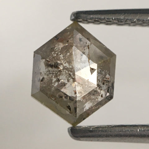 0.82 Ct Hexagon Shape Fancy Gray Rose Cut Natural Loose Diamond, 7.05 mm X 5.62 mm X 2.44 mm Natural Faceted Geometric Diamond SJ07/86