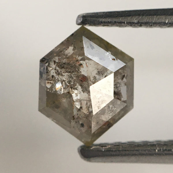 0.82 Ct Hexagon Shape Fancy Gray Rose Cut Natural Loose Diamond, 7.05 mm X 5.62 mm X 2.44 mm Natural Faceted Geometric Diamond SJ07/86