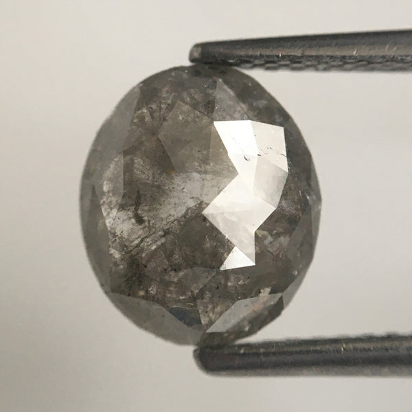 1.67 Ct Oval Shape Fancy Gray Color Natural Loose Diamond, 8.84 mm X 7.55 mm x 2.72 mm Grey Oval Cut Rose Cut Natural Diamond AJ13/23