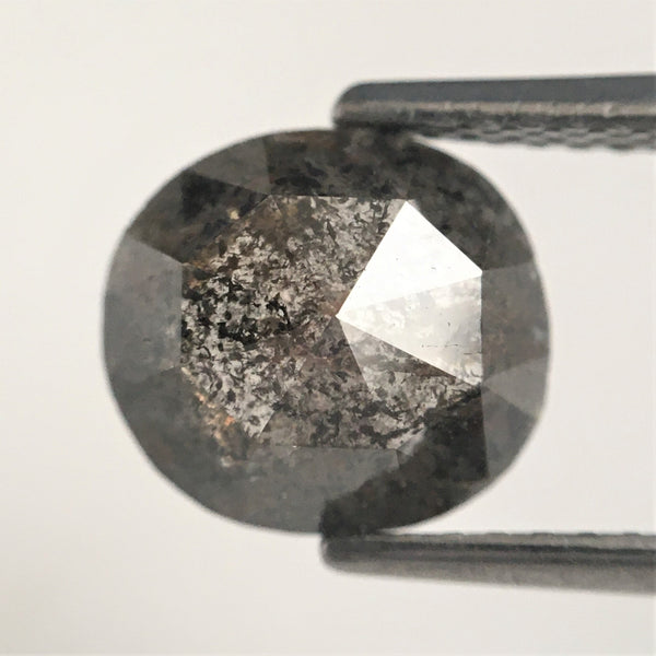 1.87 Ct Natural Loose Diamond Oval Shape Dark Grey Color Rose Cut 8.63 mm x 7.81 mm x 3.42 mm, Beautiful Sparkling Natural Diamond SJ38/73