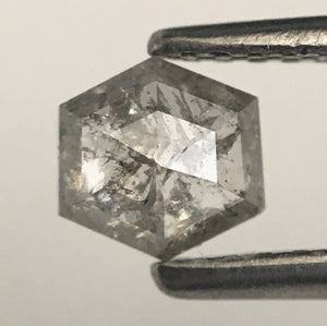 0.51 Ct Hexagon Shape Salt and Pepper Diamond, 5.55 mm X 4.76 mm X 2.40 mm Fancy Rose Cut Diamond, Hexagon Diamond SJ09/07