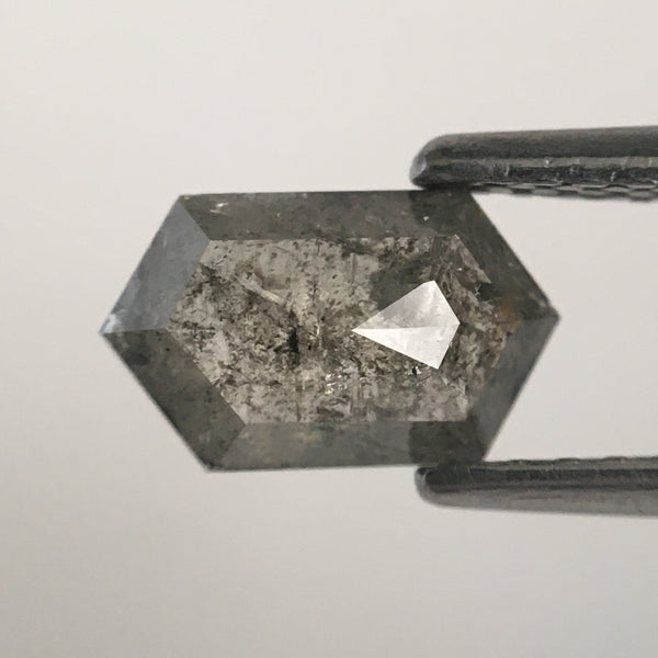 0.68 Ct 7.87 mm X 4.73 mm X 2.01 mm Hexagon Shape Salt and Pepper Natural Loose Diamond, Gray Color Faceted Geometric Diamond SJ07/64