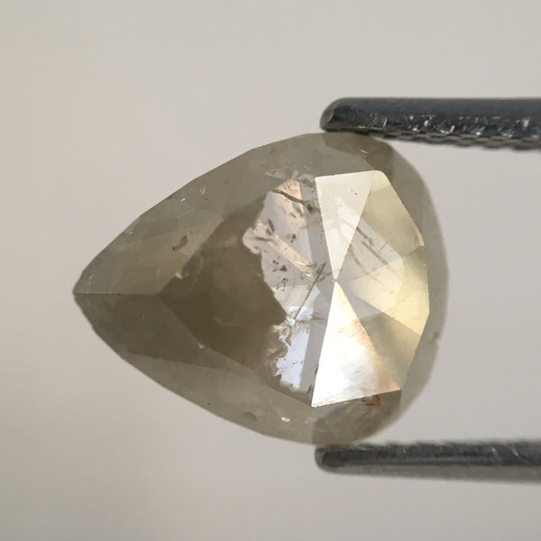 1.90 Ct Pear Shape Natural Diamond, 10.28 mm X 8.48 mm X 2.41 mm Light Yellowish Grey Rose Cut Diamond, Natural Faceted Diamond SJ07/84