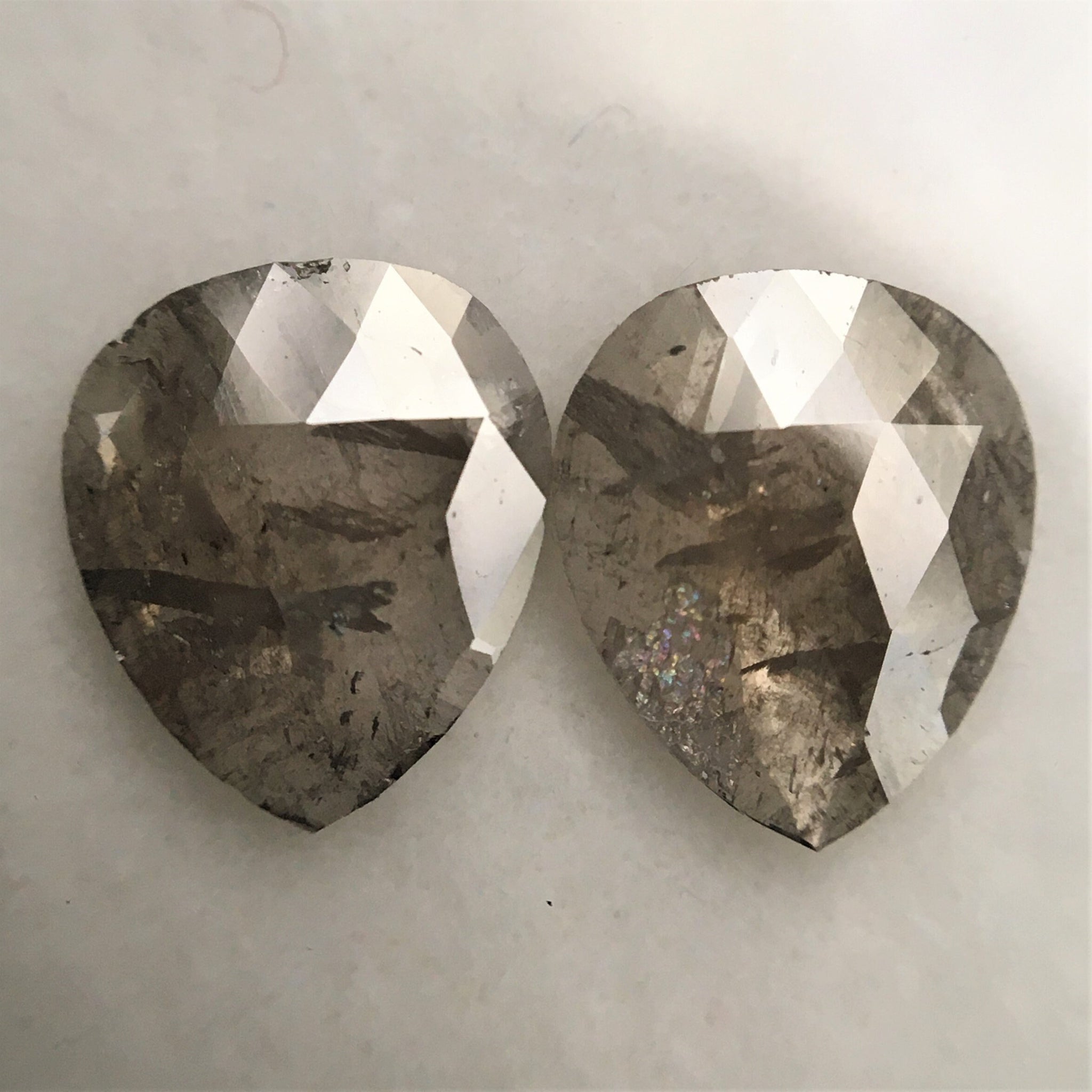 Pair Of 1.08 Ct Natural Loose Diamond Fancy Gray Natural Pear Shape 7.17 mm X 6.96 mm X 1.29 mm Polished Rose cut Loose Diamond SJ04/13