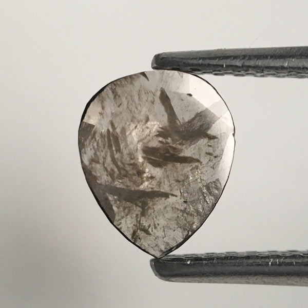 Pair Of 1.08 Ct Natural Loose Diamond Fancy Gray Natural Pear Shape 7.17 mm X 6.96 mm X 1.29 mm Polished Rose cut Loose Diamond SJ04/13