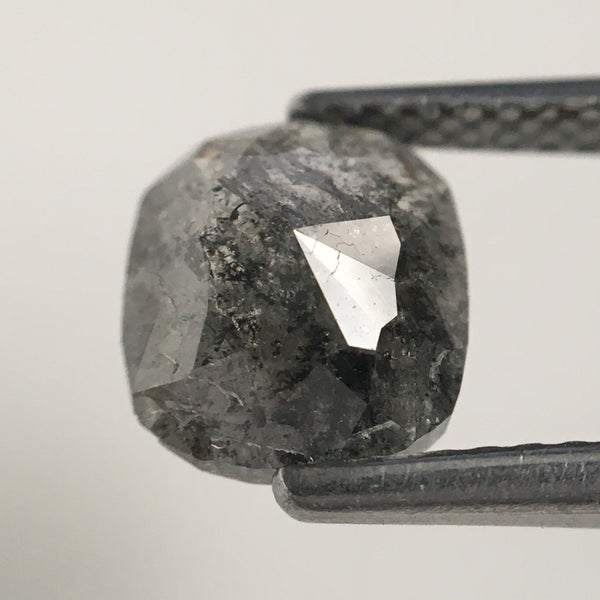 1.37 Ct Oval Shape Black Grey Color Natural Loose Diamond 7.58 mm X 6.78 mm X 2.83 mm Oval Shape Rose Cut Flat Base Loose Diamond, SJ05/26