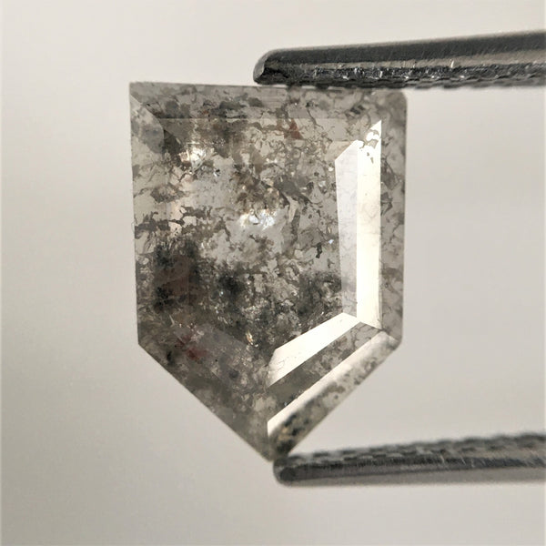 1.36 Ct Fancy Salt and Pepper Diamond 10.66 mm X 7.76 mm X 1.55 mm, Pentagon shape Natural Loose Diamond Use for Jewelry making SJ05/47