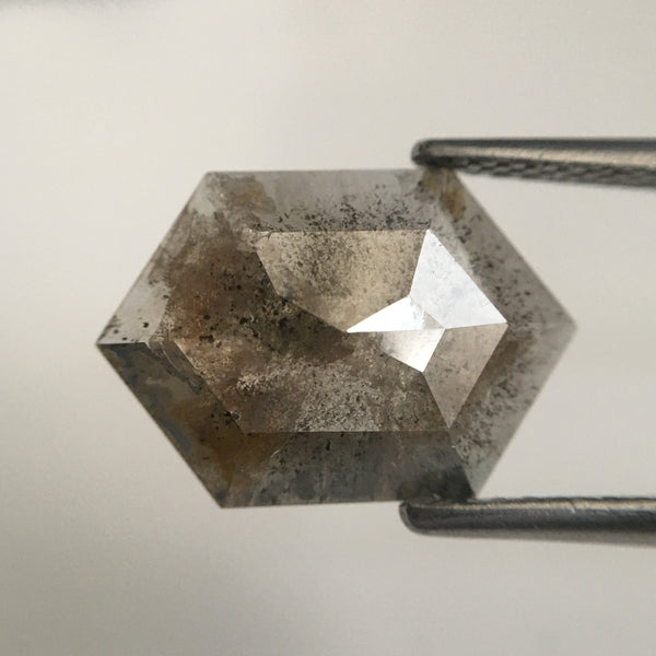 2.64 Ct Hexagon Shape Natural Loose Diamond, 13.50 mm X 9.34 mm X 2.49 mm Salt and Pepper Hexagon Shape Loose Diamond SJ05/50