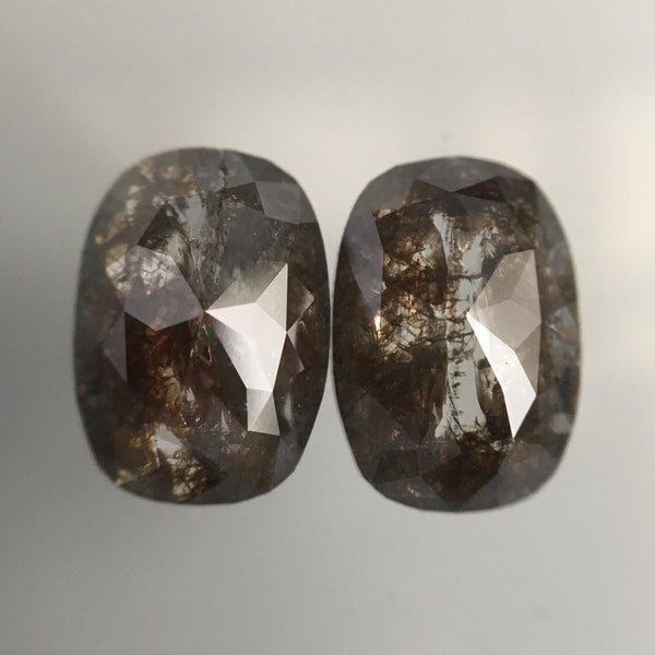 Pair 2.14 Ct Oval Cut Brownish Grey Natural Loose Diamond 8.50 mm X 6.00 mm, Brown Oval Shape Rose Cut Natural Faceted Loose Diamond SJ14/07