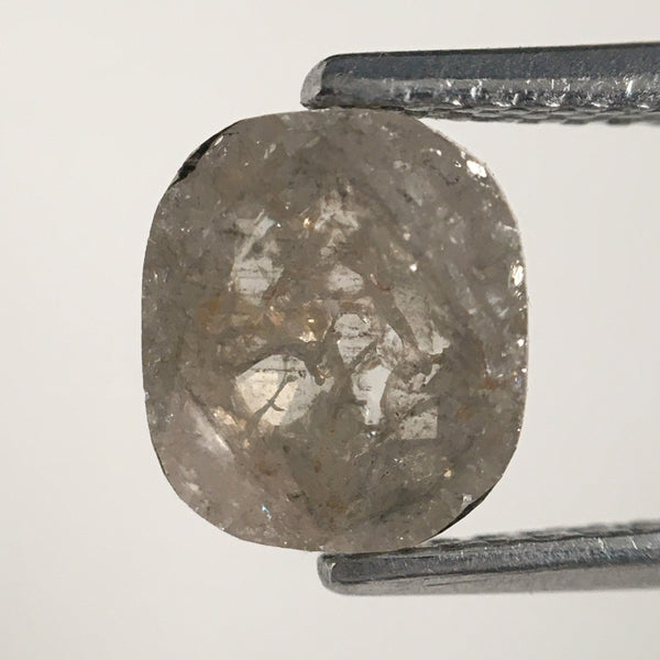 1.26 Ct Oval Shape Gray Natural Loose Diamond, 7.38 mm X 6.46 mm X 2.70 mm Rose Cut Flat Base Oval Natural Loose Diamond SJ05/19