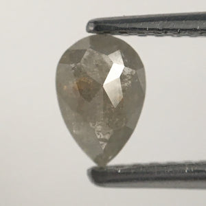 0.48 Ct 6.16 mm x 4.24 mm X 2.17 mm Pear Shape Fancy Grey Salt & Pepper Rose Cut Loose Diamond, i3 Natural Faceted Diamond, SJ05/39