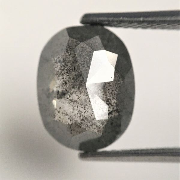 2.65 Ct Oval shape salt and pepper loose diamond, 10.78 MM x 8.45 MM x 3.45 MM oval rose cut grey color diamond, conflict free SJ71/01