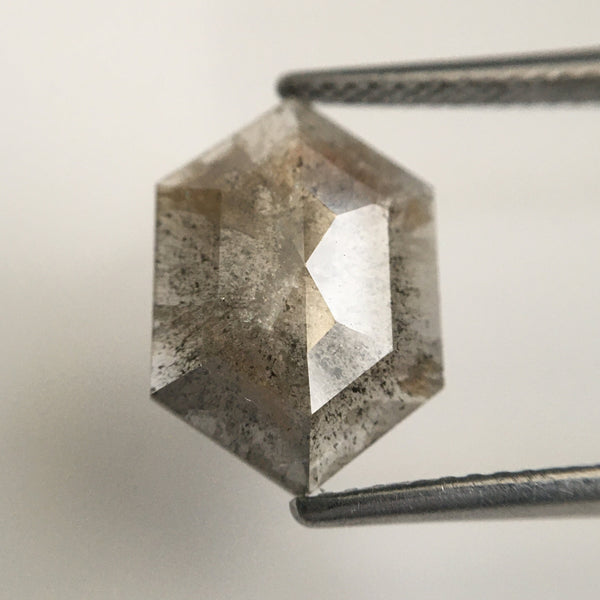 2.64 Ct Hexagon Shape Natural Loose Diamond, 13.50 mm X 9.34 mm X 2.49 mm Salt and Pepper Hexagon Shape Loose Diamond SJ05/50