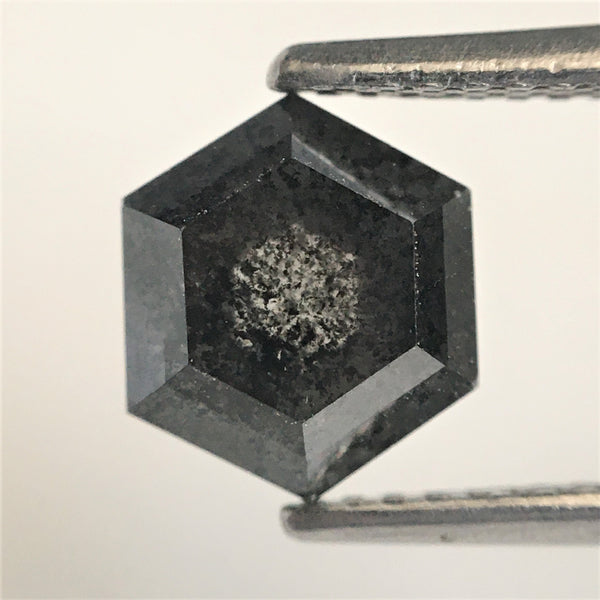2.00 Ct Hexagon shape salt and pepper natural loose diamond 7.84 mm x 6.69 mm x 4.51 mm Step cut natural diamond for Halo Setting SJ71/17
