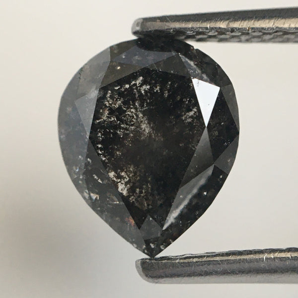 2.14 Ct Salt and pepper pear shape loose natural diamond, 8.08 mm x 6.65 mm x 4.74 mm Brilliant Rose Cut Pear Natural Diamond SJ71/23