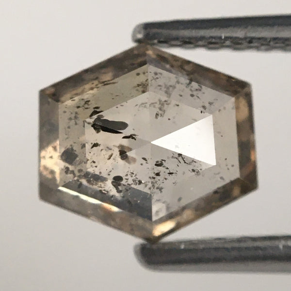 1.06 Ct Hexagon shape natural diamond, 6.28 mm x 6.88 mm x 2.75 mm Hexagon Shape backside Flat Brown & black salt and pepper diamond SJ71/40