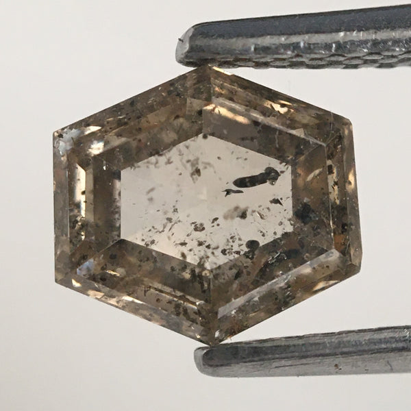 1.06 Ct Hexagon shape natural diamond, 6.28 mm x 6.88 mm x 2.75 mm Hexagon Shape backside Flat Brown & black salt and pepper diamond SJ71/40