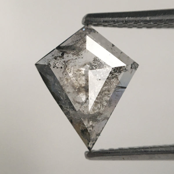 0.83 Ct Kite shape Natural Loose Diamond Salt and Pepper, 10.28 mm x 8.42 mm x 1.73 mm Gray Black Kite Shape Back-flat Loose Diamond SJ71/43