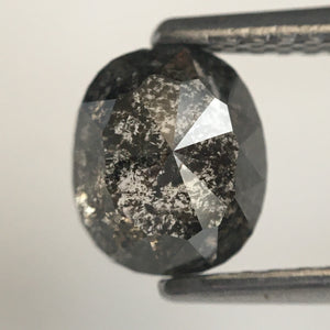 1.46 Ct Oval shape salt and pepper natural loose diamond, 6.71 x 5.73 x 4.01 mm Gray & black brilliant cut diamond, conflict free SJ71/53