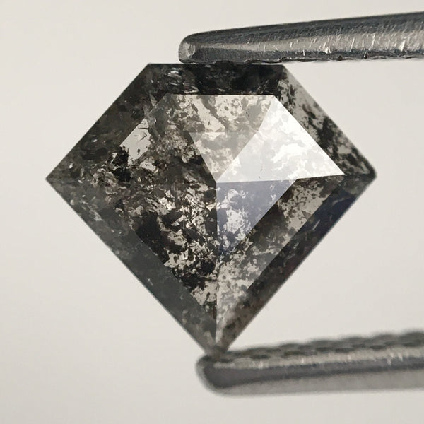 0.70 Ct Shield shape salt and pepper natural diamond, 7.10 mm x 7.93 mm x 1.87 mm Shield Shape Base flat grey & black diamond SJ71/76