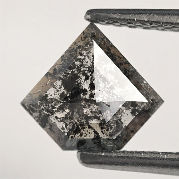 0.70 Ct Shield shape salt and pepper natural diamond, 7.10 mm x 7.93 mm x 1.87 mm Shield Shape Base flat grey & black diamond SJ71/76