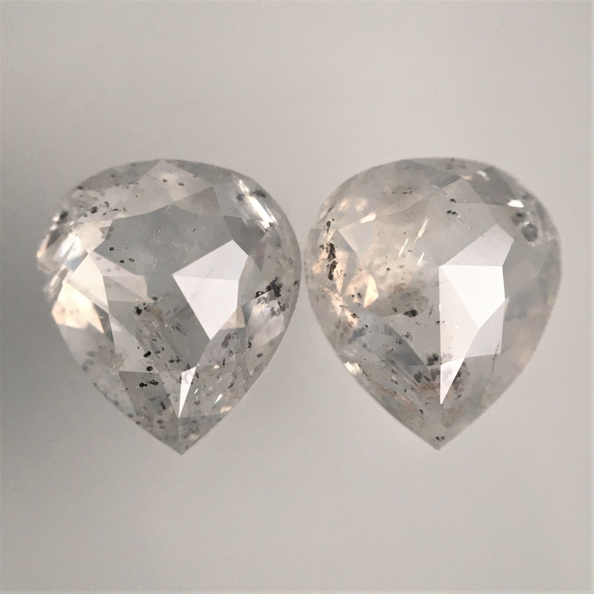 1.25 Ct Pear Shape Rose Cut natural loose diamond Pair, 6.51 mm x 5.70 mm x 2.05 mm Light Grey Rose Cut Pear Natural Diamond SJ71/85
