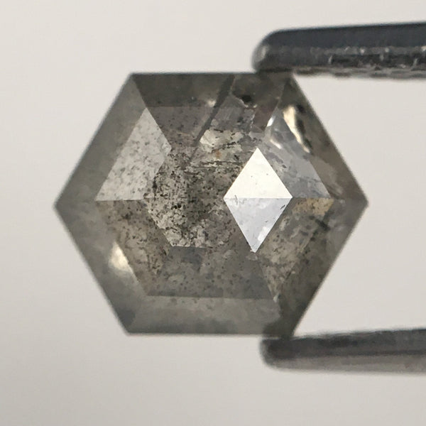 1.97 Ct Hexagon shape natural diamond, 6.58 mm x 5.50 mm x 3.06 mm Pair Hexagon Shape Step cut Gray & black salt and pepper diamond SJ71/88