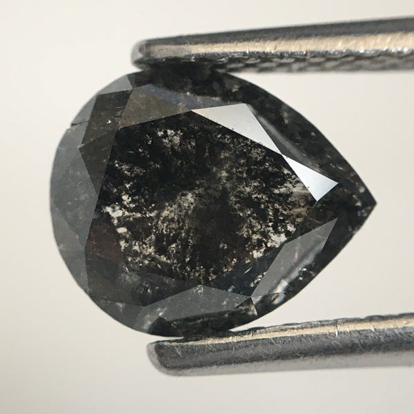 2.14 Ct Salt and pepper pear shape loose natural diamond, 8.08 mm x 6.65 mm x 4.74 mm Brilliant Rose Cut Pear Natural Diamond SJ71/23