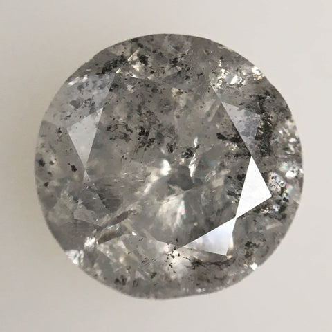 1.62 Ct Round Shape Brilliant Cut Salt And Pepper Diamond, 7.41 mm x 4.60 mm Round Natural Loose Diamond, i3 Clarity, Loose Diamond SJ72/20