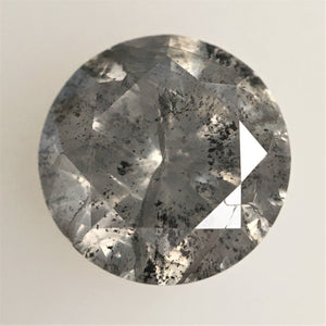 2.01 Ct Round Shape Brilliant Cut Salt And Pepper Diamond, 7.68 mm x 4.94 mm Round Natural Loose Diamond, i3 Clarity, Loose Diamond SJ72/22