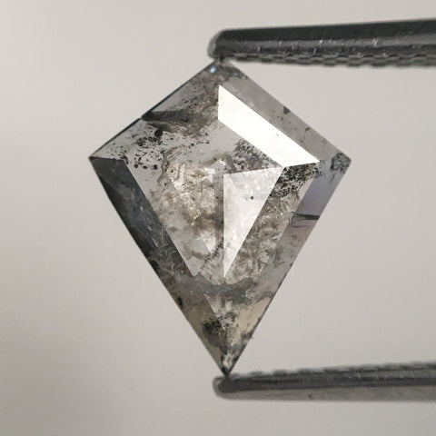 0.83 Ct Kite shape Natural Loose Diamond Salt and Pepper, 10.28 mm x 8.42 mm x 1.73 mm Gray Black Kite Shape Back-flat Loose Diamond SJ71/43