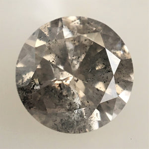 1.04 Ct 6.60 mm x 3.78 mm Natural Loose Diamond Round Brilliant Salt And Pepper, Gray and Black Color i3 Clarity Round Diamond SJ72/37
