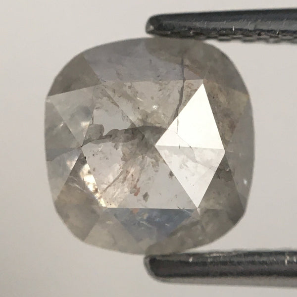 1.39 Ct Gray Color Cushion shape Natural loose diamond, 7.14 mm x 6.88 mm x 2.88 mm Cushion rose cut diamond, 100% conflict free SJ71/59