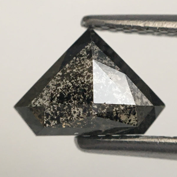1.05 Ct Shield shape salt and pepper natural diamond, 5.86 mm x 8.21 mm x 3.00 mm Shield Shape Base flat grey & black diamond SJ71/63