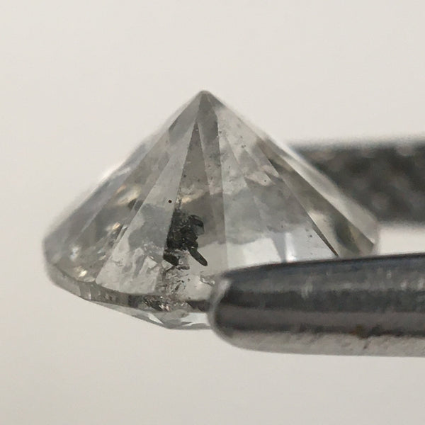 0.95 Ct 6.13 mm x 3.89 mm Round Brilliant Cut Natural Loose Diamond Salt and Pepper, Gray and Black Color i3 Clarity Round Diamond SJ72/56