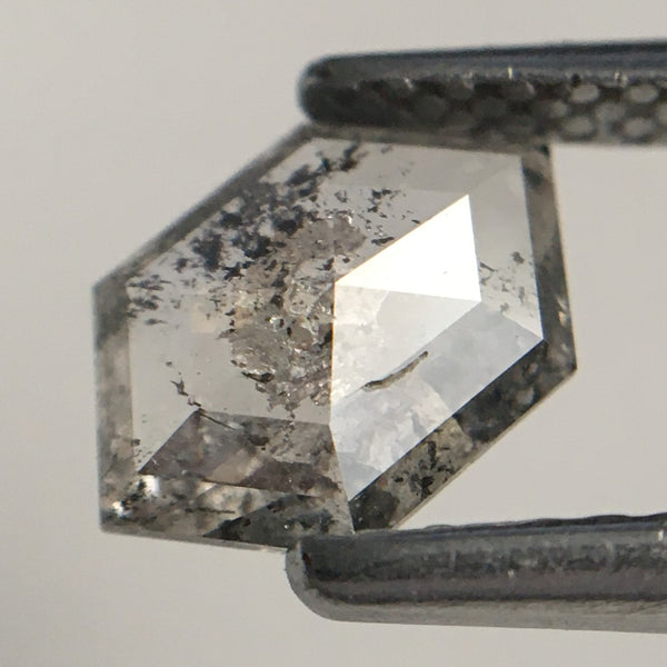 1.15 Ct Hexagon shape natural diamond, 7.90 mm x 5.09 mm x 1.95 mm Pair Hexagon Shape Step cut Gray & black salt and pepper diamond SJ71/82