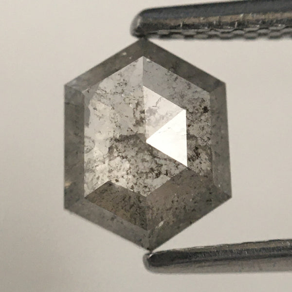 0.85 Ct Natural Loose Diamond Hexagon Shape Salt and Pepper 7.06 mm x 5.48 mm x 2.43 mm, Fancy Hexagon Shape Natural loose diamond SJ70/58