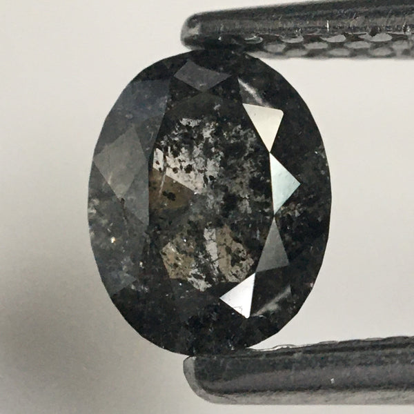 0.68 Ct Natural loose diamond salt and pepper Oval shape rose cut, 5.82 mm x 4.57 mm x 3.07 mm Brilliant Oval natural diamond SJ73/03