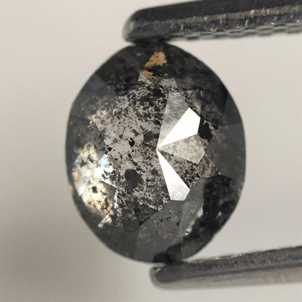 0.78 Ct Natural loose diamond salt and pepper Oval shape rose cut, 6.17 mm x 4.98 mm x 3.15 mm Brilliant Oval natural diamond SJ73/06