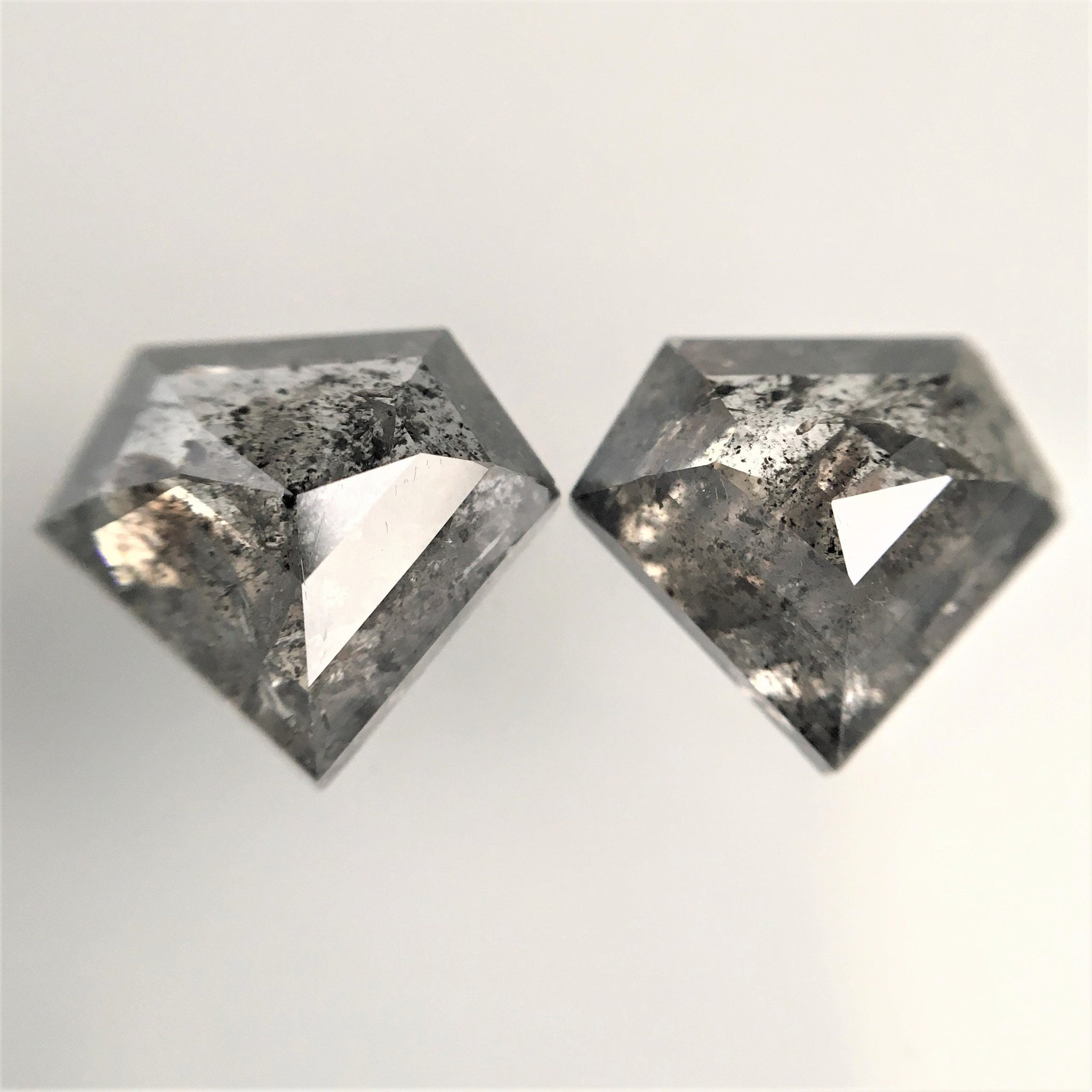 4.54 Ct Salt and Pepper Shield Shape Natural Loose Diamond, 8.93 mm x 10.01 mm x 3.63 mm Pair Fancy Shape Natural Loose Diamond SJ74/04