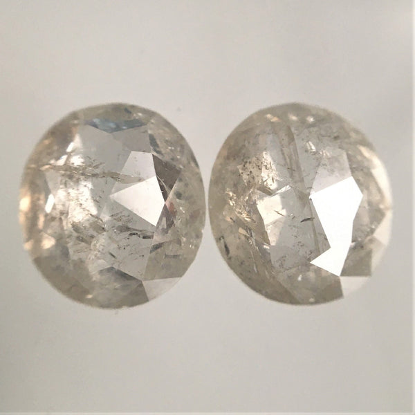 3.32 Ct Oval Shape Rose Cut Natural Loose Diamond Pair, 8.40 mm x 7.47 mm x 2.82 mm Fancy Gray Color Oval Shape Loose Diamond Pair SJ74/06