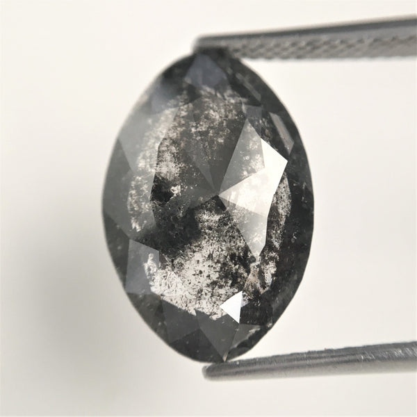 4.82 Ct Oval Shape Rose Cut Salt and Pepper Natural Loose Diamond, 15.14 mm x 10.13 mm x 3.46 mm Oval Shape Loose Diamond SJ74/07