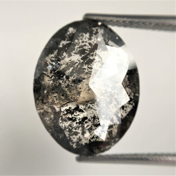 5.51 Ct Oval Shape Rose Cut Salt and Pepper Natural Loose Diamond, 16.50 mm x 13.02 mm x 2.81 mm Oval Shape Loose Diamond SJ74/08