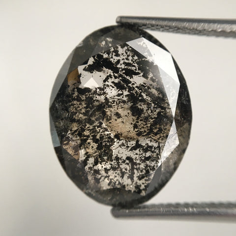 5.51 Ct Oval Shape Rose Cut Salt and Pepper Natural Loose Diamond, 16.50 mm x 13.02 mm x 2.81 mm Oval Shape Loose Diamond SJ74/08