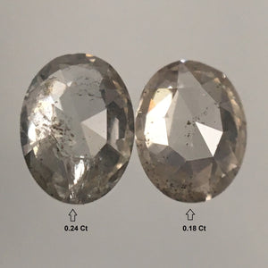 0.42 Ct Oval Shape Rose Cut Natural Loose Diamond 2 Pcs, 4.43 mm x 3.26 mm x 1.87 mm Fancy Gray Color Oval Shape Loose Diamond SJ73/14