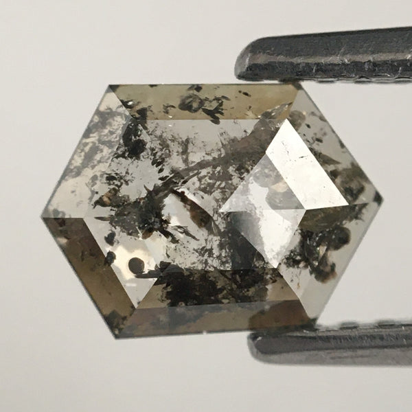 0.73 Ct Natural Loose Diamond Hexagon Shape Salt and Pepper 7.34 mm x 5.36 mm x 1.91 mm, Fancy Hexagon Shape Natural loose diamond SJ70/48